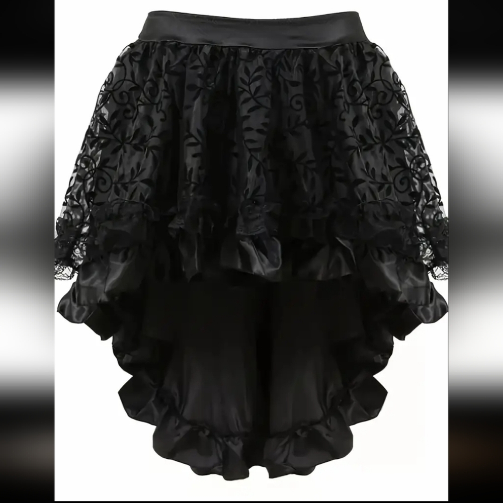 Goth Victorian Black High Low Skirt